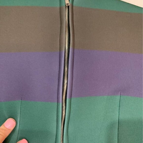 Neoprene Dress. Open Back. Pockets. Size M. A-line. Cocktail Dress. Crew Neck - Picture 8 of 10